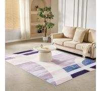 CozyLiving Modern Abstract Low-Pile Rug - Non-Slip & Machine Washable Floor Carpet for Living Room, Bedroom & Hallway - Neutral Short Shag Design (Silky ARCH Blue 80 × 150 cm)
