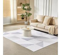 CozyLiving Modern Abstract Low-Pile Rug - Non-Slip & Machine Washable Floor Carpet for Living Room, Bedroom & Hallway - Neutral Short Shag Design (Silky TRIANGLE Grey 120 × 160 cm)