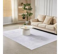 CozyLiving Modern Abstract Low-Pile Rug - Non-Slip & Machine Washable Floor Carpet for Living Room, Bedroom & Hallway - Neutral Short Shag Design (Silky SWIRL Grey 120 × 160 cm)