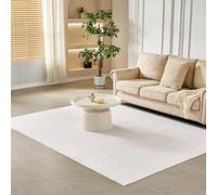 CozyLiving Modern Abstract Low-Pile Rug - Non-Slip & Machine Washable Floor Carpet for Living Room, Bedroom & Hallway - Neutral Short Shag Design (Silky LINED Cream 140 × 200 cm)