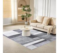 CozyLiving Modern Abstract Low-Pile Rug - Non-Slip & Machine Washable Floor Carpet for Living Room, Bedroom & Hallway - Neutral Short Shag Design (Silky MOSAIC Grey 160 × 230 cm)