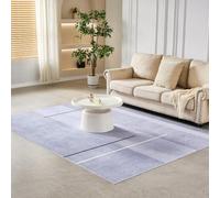 CozyLiving Modern Abstract Low-Pile Rug - Non-Slip & Machine Washable Floor Carpet for Living Room, Bedroom & Hallway - Neutral Short Shag Design (Silky VERTICAL Grey 120 × 160 cm)