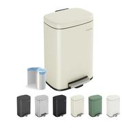 CozyLiving Pedal Kitchen Bin with Soft Close Lid, Step-On Trash Can with Inner Bucket, Durable Steel Body, Hands-Free Waste Disposal, Beige/ 12L