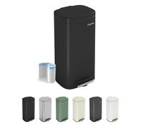 CozyLiving Pedal Kitchen Bin with Soft Close Lid, Step-On Trash Can with Inner Bucket, Durable Steel Body, Hands-Free Waste Disposal, Black/ 50L