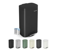 CozyLiving Pedal Kitchen Bin with Soft Close Lid, Step-On Trash Can with Inner Bucket, Durable Steel Body, Hands-Free Waste Disposal, Black/ 30L