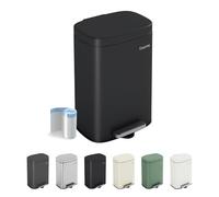 CozyLiving Pedal Kitchen Bin with Soft Close Lid, Step-On Trash Can with Inner Bucket, Durable Steel Body, Hands-Free Waste Disposal, Black/ 5L