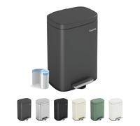 CozyLiving Pedal Kitchen Bin with Soft Close Lid, Step-On Trash Can with Inner Bucket, Durable Steel Body, Hands-Free Waste Disposal, Dark Grey/ 5L
