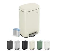 CozyLiving Pedal Kitchen Bin with Soft Close Lid, Step-On Trash Can with Inner Bucket, Durable Steel Body, Hands-Free Waste Disposal, Beige/ 5L