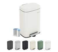 CozyLiving Pedal Kitchen Bin with Soft Close Lid, Step-On Trash Can with Inner Bucket, Durable Steel Body, Hands-Free Waste Disposal, White/ 5L