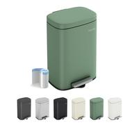 CozyLiving Pedal Kitchen Bin with Soft Close Lid, Step-On Trash Can with Inner Bucket, Durable Steel Body, Hands-Free Waste Disposal, Green/ 5L