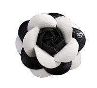 Cozylkx 2.56" PU Leather Rose Flower Head, Flower Applique Leather Crafts for DIY Clothes Hair Accessories Key Chain,White Black