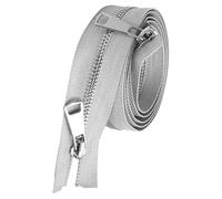 Cozylkx Two-Way Open End Zip for Sewing, 5# Double Sliders Metal Zippers 40cm Long Zip Fastener for Jacket Coat Garment Accessories (Grey)