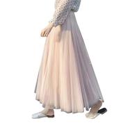 Cozylkx Women's Tulle Skirt, Ankle Length Tutu Skirt Elastic High Waist Mesh Ballet Prom Tulle A-Line Midi Skirt