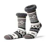 Cozylook Men's Fuzzy Slipper Socks - Non-Slip Grips, Thermal Winter Socks, Plush Sherpa Lined, Gifts & Stocking Stuffers, Gray, 7-10