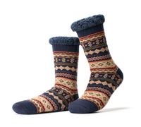Cozylook Men's Fuzzy Slipper Socks - Non-Slip Grips, Thermal Winter Socks, Plush Sherpa Lined, Gifts & Stocking Stuffers, Taupe, 10.5-14 UK