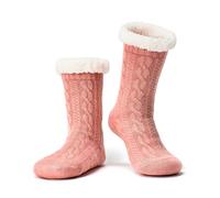 Cozylook Women's Fuzzy Slipper Socks with Non-Slip Grippers, Cozy Fluffy Sherpa Lined, Cute Christmas Gifts, Cozy Pink, Large-X-Large