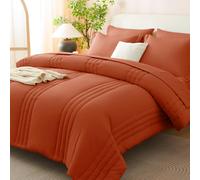 CozyLux Queen Comforter Set - 7 Pieces Bed in a Bag Terracotta Comforters Queen Size Bed Set Soft Burnt Orange Bedding Set with All Seasons Comforte