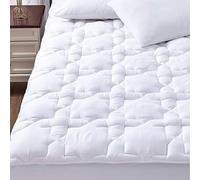 CozyLux Queen Mattress Pad Cotton Deep Pocket Mattress Cover Non Slip Breathable and Soft Quilted Fitted Mattress Topper Up to 18" Thick Pillowtop 450GSM Bed Mattress Pad White
