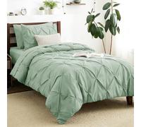 CozyLux Twin XL Comforter Set Sage Green - 5 Pieces Twin Extra Long Bedding Set with Sheets Pintuck Dorm Bedding Pinch Pleat Twin XL Bed in a Bag for College