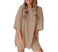 Cozymama Two Piece Set, Cozy Mama Two Piece Set Maternity Summer Matching Short Sets Womens 2 Pieces Lounge Outfits (Khaki,M)