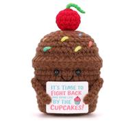 COZYMATE Positive Crochet Cupcakes with Affirmation Messages Crochet Emotional Cup Cake Plush for Women Birthday Graduation Gifts (Cupcake, Brown)