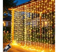 Cozymeow 2 Pack Curtain Lights Indoor Outdoor 3m x 3m 300 LED Curtain Fairy Lights Mains Powered, 8 Modes Window Lights with Timer, Waterproof Waterfall Hanging Lights for Gazebo Wall Wedding Party
