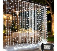 Cozymeow Curtain Lights 3m x 3m 300 LED Curtain Fairy Lights Cool White