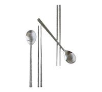 cozymomdeco Korean Made Blazing Silver Korean Spoon & Chopstick Set 18-10 Stainless Steel 2SET