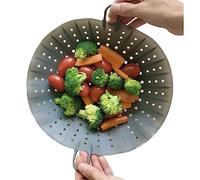 cozymomdeco Korean Made Steam Stovetop Vegetable Steamer Silicone Steamer Basket Flexible Size 6" to 10" (Gray)