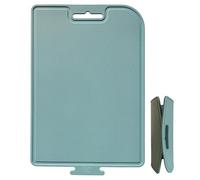 cozymomdeco Korean Made Thick Silicone Double-Sided Usable Cutting Board 14.3" x 9.7" Foldable Design Drip Groove Grip Handle Dishwasher Safe 1PCS Gift for Mom (Mint)