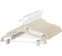 Cozymood Velvet Skirt Hangers 36 Packs Ultra Thin Hangers with Clips Non Slip Velvet Pant Hanger Space Saving Clothes Hanger with Clips for Pants, Skirts, Jeans, Shorts (Beige)