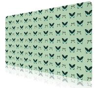CozyNestCY Beautiful Green Butterfly Bow Office Desk Mat 31.5'‘ x 15.7’' Desktop Mat PU Leather Large Mouse Pad Green Mousepad Non-Slip Table Mat for Girls, Women, Home, Work, Computer, and Gaming