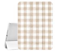 CozyNestCY Beige Gingham Pattern for iPad Pro 11 Inch Case 4th/3rd/2nd Generation 2022/2021/2020 Leather Cover Auto Sleep/Wake TPU Back Case with Pencil Holder Girl Women