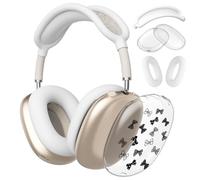 CozyNestCY Black Cute Bows Clear Case for Airpods Max Headphones Lovely Girly Pattern Soft TPU Ear Cups Cover Anti-Scratch Silicone Ear Pad Protective Case 53 Headband Cover for Apple Airpods Max