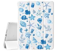 CozyNestCY Blue Ocean Starfish Case Foripad Pro 11 Inch 4Th/3Rd/2Nd Generation Unique Sea Shell Pattern Leather Cover Auto Sleep/Wake TPU Back Case for Ipad with Pencil Holder (2022/2021/2020)