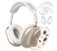 CozyNestCY Cartoon Cute Bear Clear Case for Airpods Max Headphones Unique Kawaii Design Soft TPU Ear Cups Cover Anti-Scratch Silicone Ear Pad Protective Case 53 Headband Cover for Apple Airpods Max