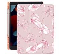 CozyNestCY Case for 10.9 Inch Ipad 10Th Cute Bowknot Ballet Shoes Cover for Ipad Lovely Bow Shell Clear Transparent Back Preppy Girly Pink Case Auto Sleep/Wake Shockproof Pencil Holder(Girl Women)
