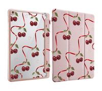 CozyNestCY Cherry Red Ribbon Case for iPad (A16) 11th Gen(11 Inch 2025)/10th Gen 10.9 Inch 2022-Protective Cover with Trifold Stand Leather Cover,Auto Sleep/Wake, Pencil Holder for Girls & Women
