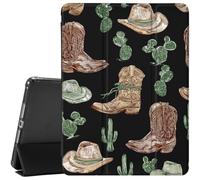 CozyNestCY Cool Cowgirl Pattern Case for Ipad Air5/Air4 10.9 Inch Cute Kawaii Design Leather Cover Auto Sleep/Wake Soft TPU Back Shell for Ipad with Pencil Holder (Girls Women Kid)