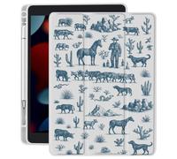 CozyNestCY Cool Western Cowboy Case for 10.9 Inch Ipad 10Th Western Pattern Cover for Ipad Unique Print Shell with Clear Transparent Back Auto Sleep/Wake Shockproof with Pencil Holder(Girls Women)