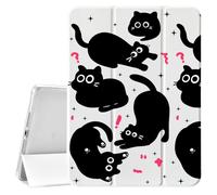 CozyNestCY Cute Black Cat Case for Ipad Pro 12.9 Inch 5Th/6Th Lovely Cat Print Leather Cover Auto Sleep/Wake TPU Back Case with Pencil Holder Girl Women