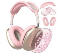 CozyNestCY Cute Butterfly Clear Case for Airpods Max Headphones Kawaii Pink Girly Soft TPU Ear Cups Cover Anti-Scratch Silicone Ear Pad Protective Case Dreamy Headband Cover for Apple Airpods Max