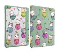 CozyNestCY Cute Cat Yarn Ball Acrylic Case for iPad (A16) 11th Gen(11 Inch 2025)/10th Gen 10.9 Inch 2022-Protective Cover with Trifold Stand Leather Cover,Auto Sleep/Wake, Pencil Holder