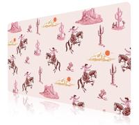 Cozynestcy Cute Cool Girl Print Office Desk Mat 23.6''X11.8''West Knight Retro Desktop Mat Pu Leather Large Mouse Pad Aesthetic Mousepad Non-Slip Table Mat for Girls Women Home Work Computer Game