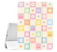 CozyNestCY Cute Daisy Hearts Grid for iPad (A16) 11th Generation Case 11 Inch 2025 / 10th Generation Case 10.9 Inch 2022,Auto Sleep/Wake TPU Back Case with Pencil Holder