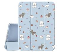 CozyNestCY Cute Dog Cafe Case for iPad 7Th/8Th/9Th Generation 10.2 Inch 2019/2020/2021 Leather Cover Auto Sleep/Wake TPU Back Case with Pencil Holder Girl Women