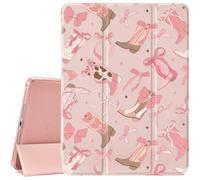 CozyNestCY Cute Girl Bow Boot Case for Ipad Air5/Air4 10.9 Inch Kawaii Pretty Cowgirl Leather Cover Auto Sleep/Wake Soft TPU Back Shell for Ipad with Pencil Holder (Girls Women Kid)