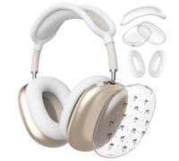 CozyNestCY Cute Girl Heart Bow Clear Case for Airpods Max Headphones Pretty Aesthetic Soft TPU Ear Cups Cover Anti-Scratch Silicone Ear Pad Protective Case White Headband Cover for Apple Airpods Max