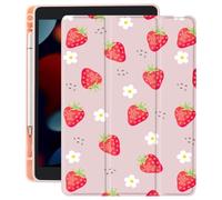 CozyNestCY Cute Girly Strawberry Case for 10.9 Inch Ipad 10Th Kawaii Fruit Print Cover for Ipad Aesthetic Shell with Clear Transparent Back Auto Sleep/Wake Shockproof with Pencil Holder(Girls Women)