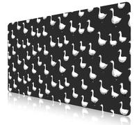 CozyNestCY Cute Goose Office Desk Mat 27.6'‘ x 13.8’' Desktop Mat PU Leather Large Mouse Pad Black Mousepad Non-Slip Table Mat for Girls, Women, Home, Work, Computer, and Gaming